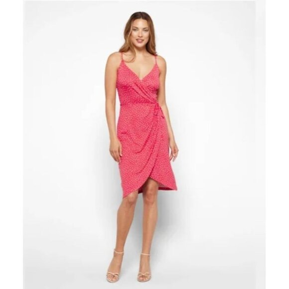 41 Hawthorn Annora Womens Faux Wrap Knit Dress Size MP Red Polka Dots Summer NWT - Picture 1 of 14